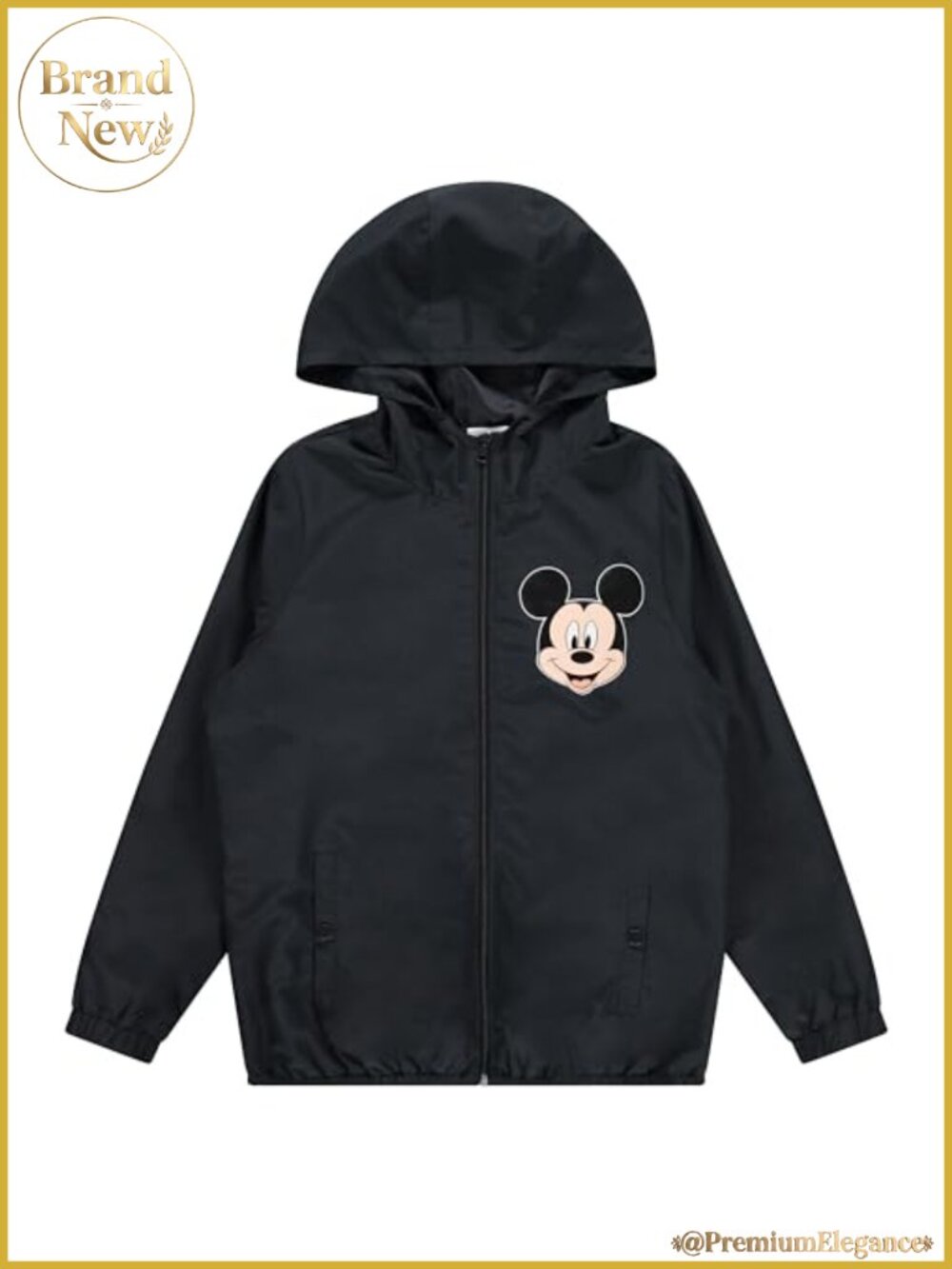 Mickey Mouse Women's Hooded Windbreaker Jacket Lightweight Nylon Rain Jacket